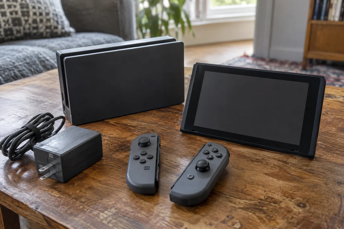 携帯型ゲーム機とドック、コントローラー