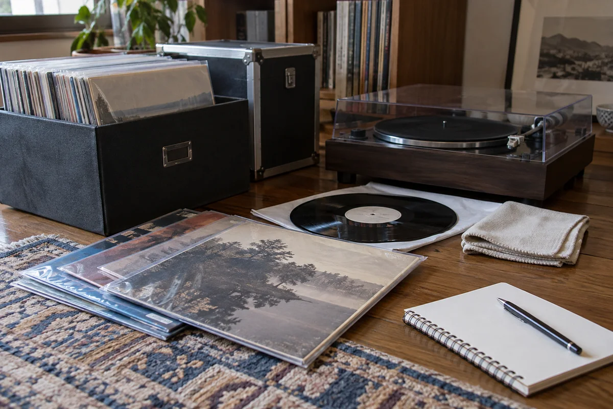 レコードとジャケット、プレーヤーの保管準備